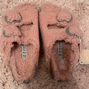 Pink Fur Arizona Big Buckle Birkenstocks